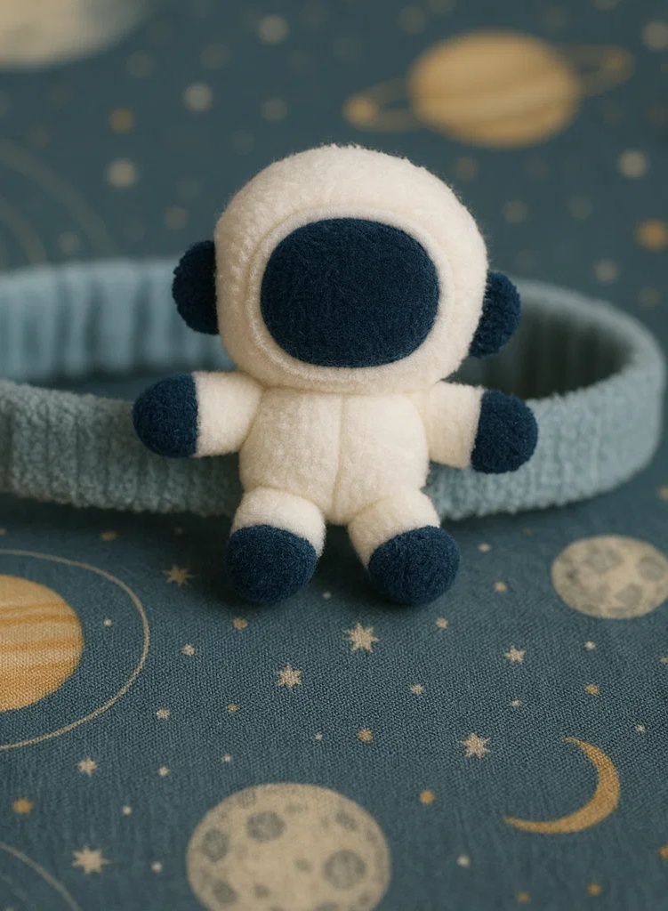 Kuu Astronaut Plush Baby Headband – Armas ja pehme beebipea salli jaoks uueks beebipildiks