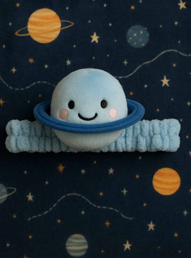 Faixa de Cabelo de Pelúcia de Planeta para Bebê – Acessório Fofo e Macio para Fotografia de Recém-nascido