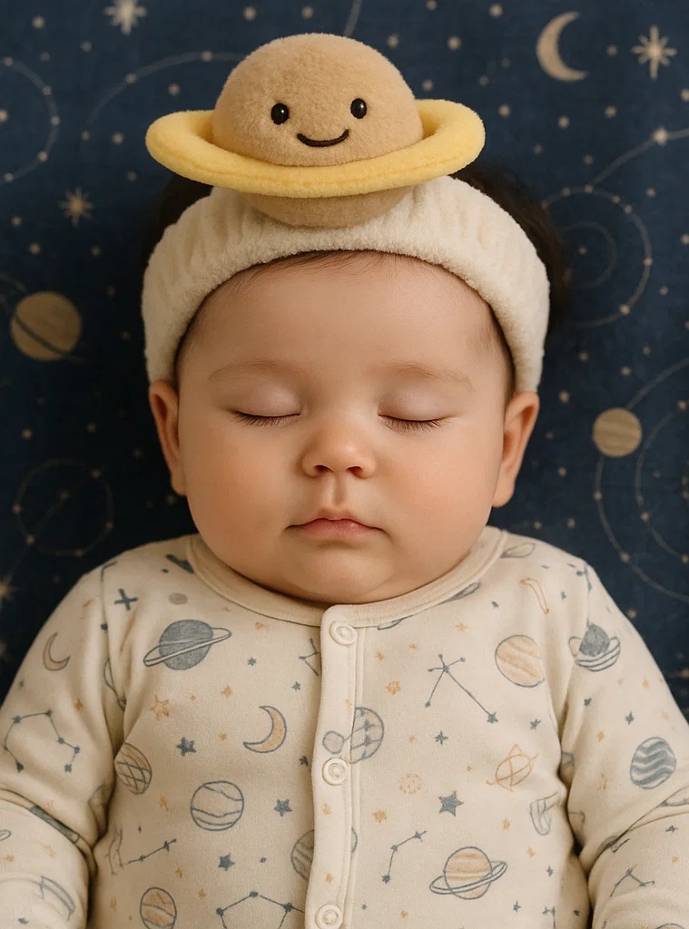 Planet Saturn Plush Baby Headband – Cute and Soft Infant Headwear for Newborn Photography