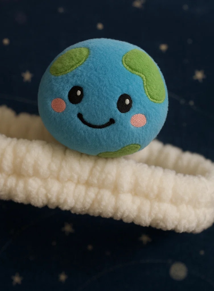 Faixa de Cabelo de Pelúcia Terra para Bebê – Acessório Fofo e Macio para Fotografias de Recém-Nascidos