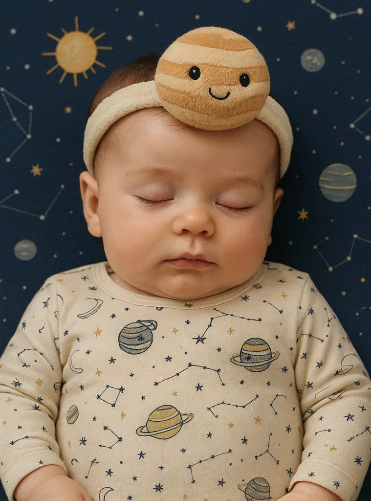 Diadema de peluche planeta para bebé – Accesorio de cabello lindo y suave para fotografía de recién nacidos