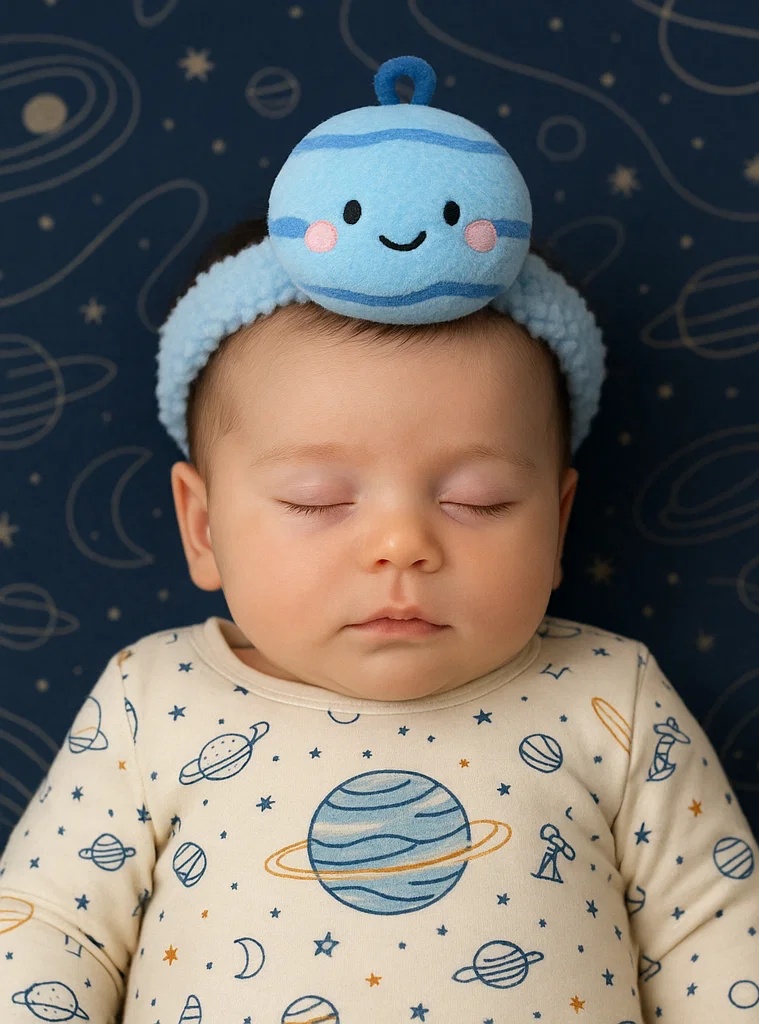 Bandeau en peluche planète pour bébé – Accessoire de tête mignon et doux pour la photographie de nouveau-nés