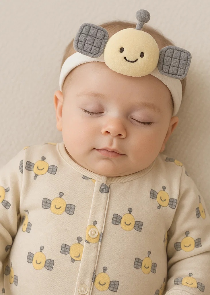 Bandeau pour bébé avec peluche détecteur de satellite