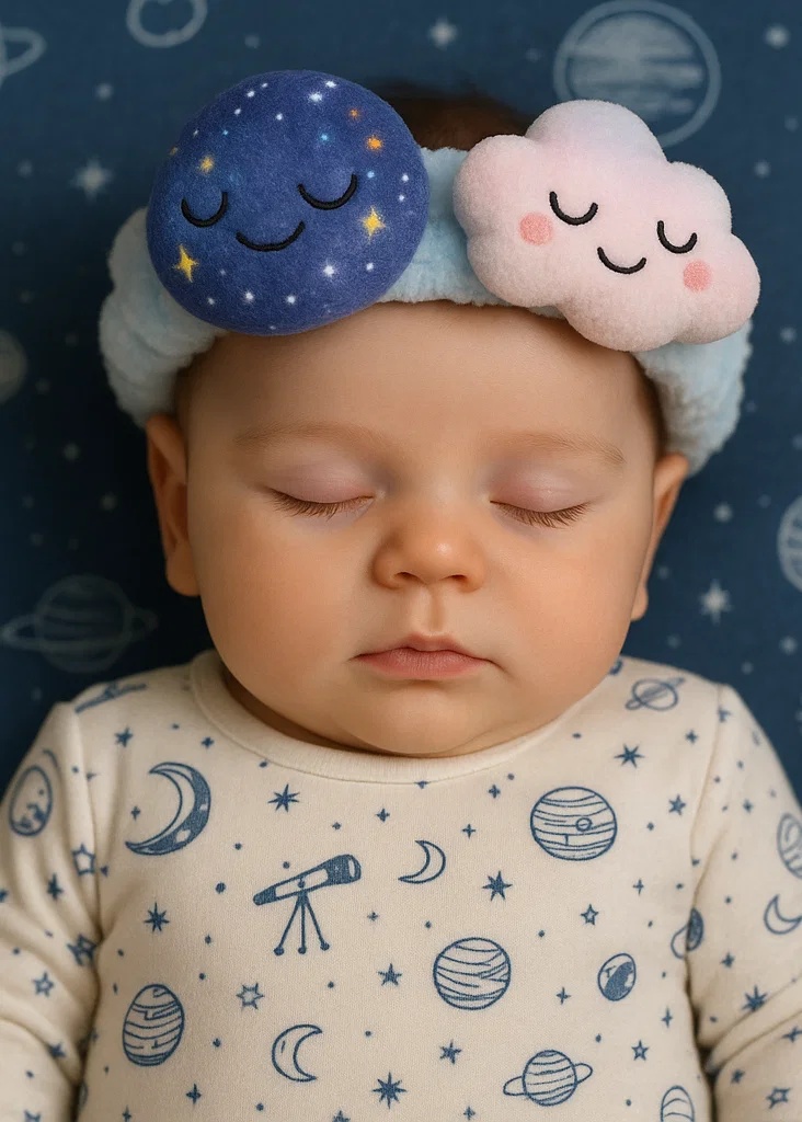 Purple Planet & Cloud Plush Baby Headband