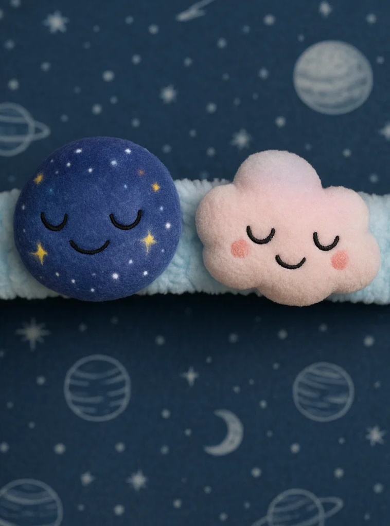 Purple Planet & Cloud Plush Baby Headband