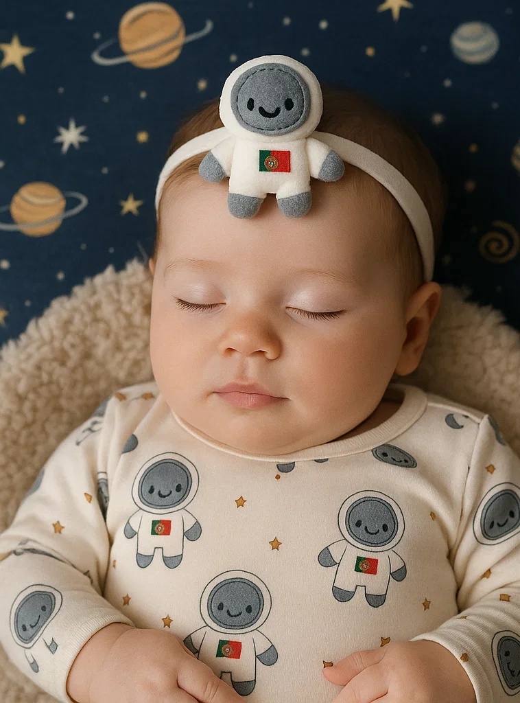 Portuguese Astronaut Baby Headband – Plush Space Explorer Design