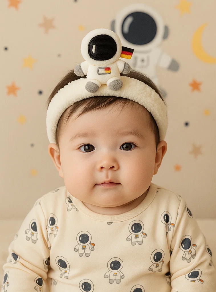 German Astronaut Baby Headband – Plush Space Cosplay Style