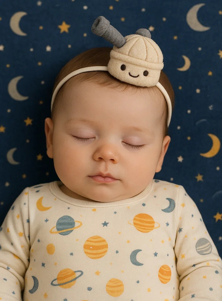 Baby-Stirnband mit Teleskopmodell – Weiches Plüsch-Cartoon-Design