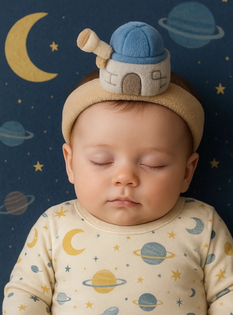 Cinta para el pelo de bebé con modelo de telescopio – Diseño de peluche suave y estilo caricatura