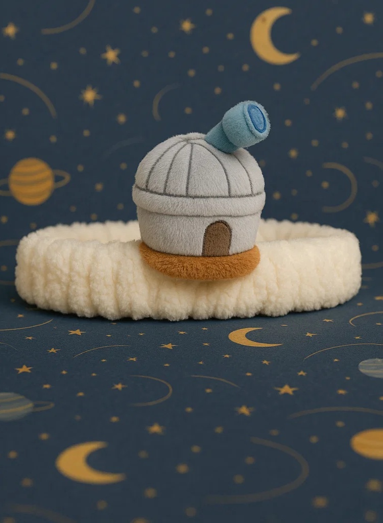 Bentită pentru bebeluși cu model de telescop – Design moale din pluș în stil desen animat