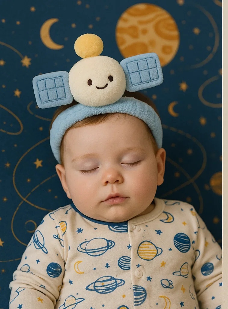 Satellite Antenna Baby Headband – Plush Orbital Theme Accessory