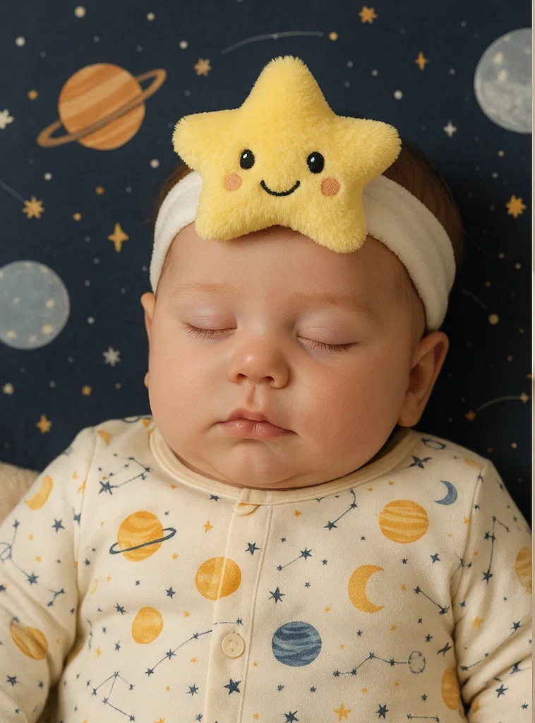 Yellow Star Baby Headband – Plush Celestial Cartoon Style