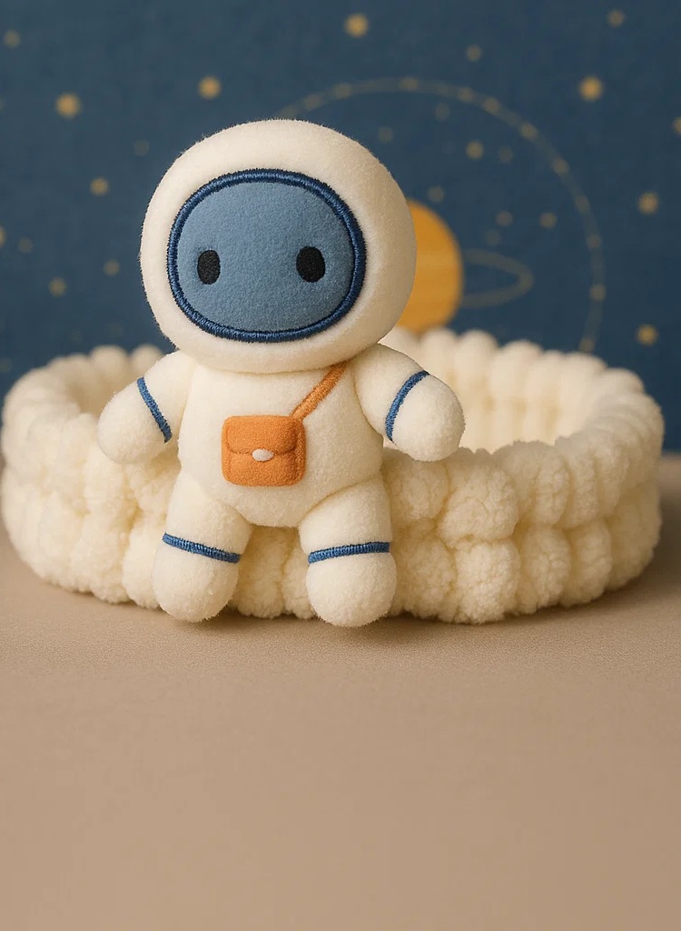 Explorer Astronaut Baby Headband – Plush Spacewalker with Satchel