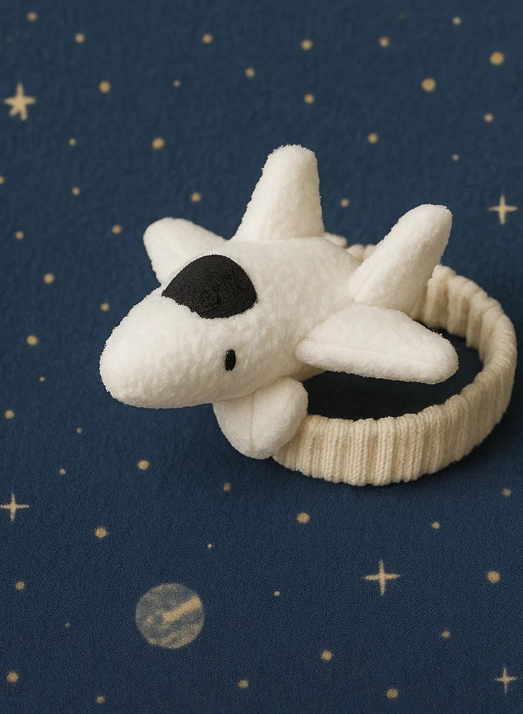 Bandeau bébé navette spatiale blanche – Design de fusée en peluche