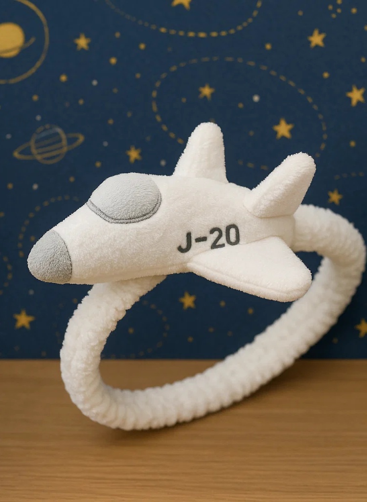 White Space Shuttle Baby Headband – Plush Rocket Ship Design