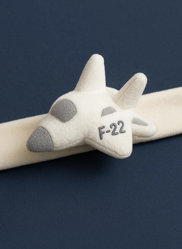 Faixa de Cabelo para Bebê com Ônibus Espacial Branco – Design de Foguete em Pelúcia