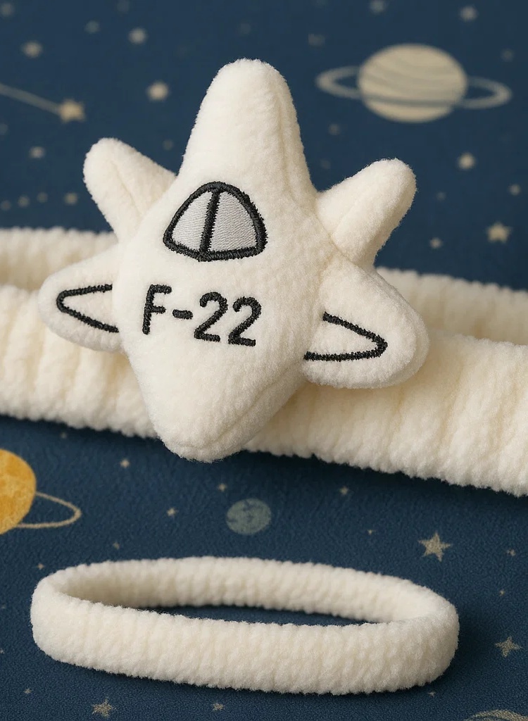 Baby-Stirnband mit weißem Space Shuttle – Weiches Plüsch-Raketendesign