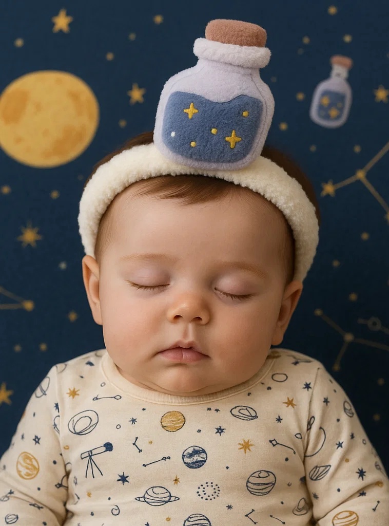 Magic Potion Baby Headband – Starry Bottle Plush Design