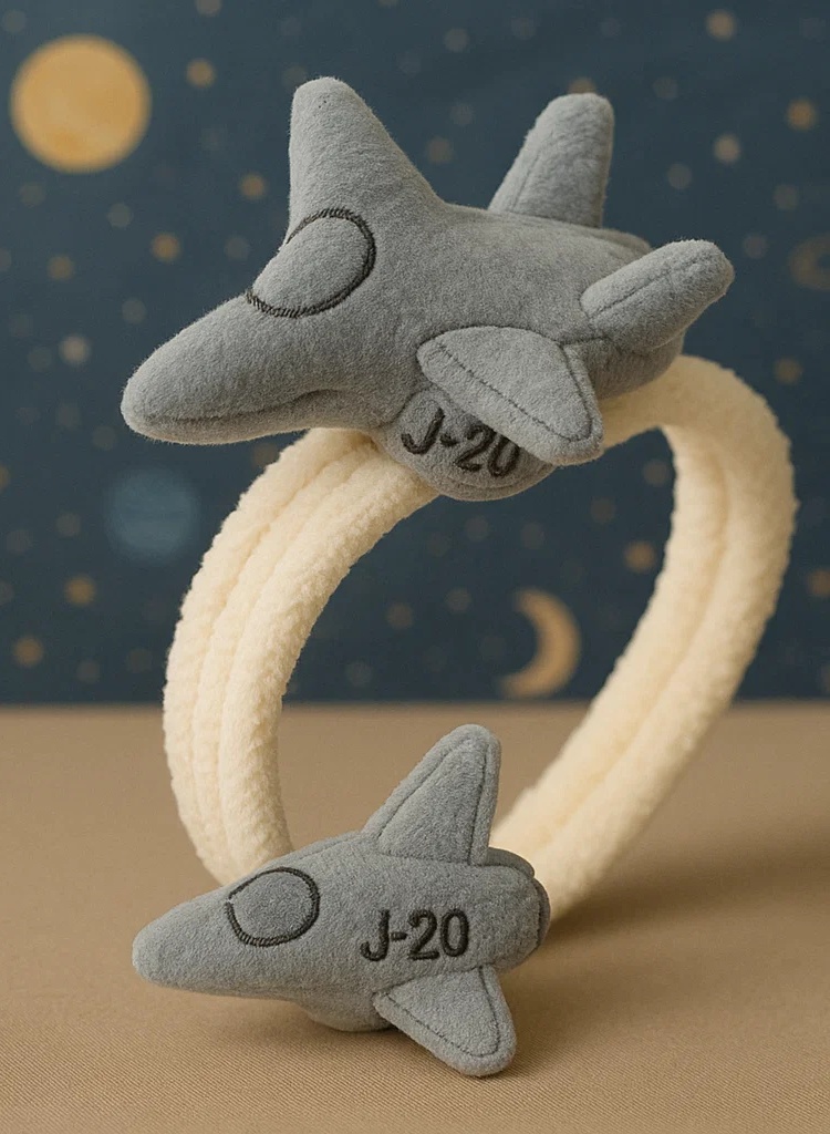 Gray Jet Fighter Baby Headband – Soft Plush Airplane Style