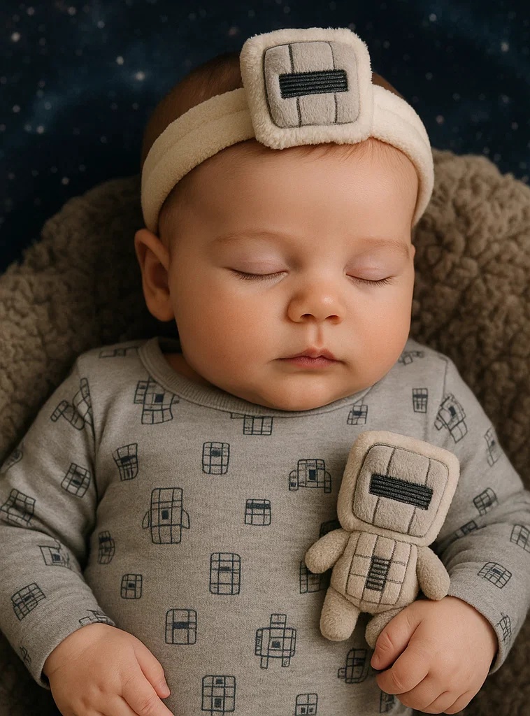 Robot Face Baby Headband – Minimalist Plush Design for Infants