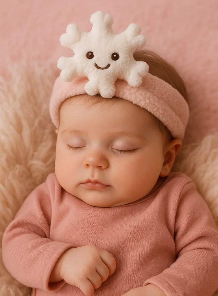 ❄️ Plush White Snowflake Baby Headband – Cute Cartoon Newborn Infant Hair Accessory