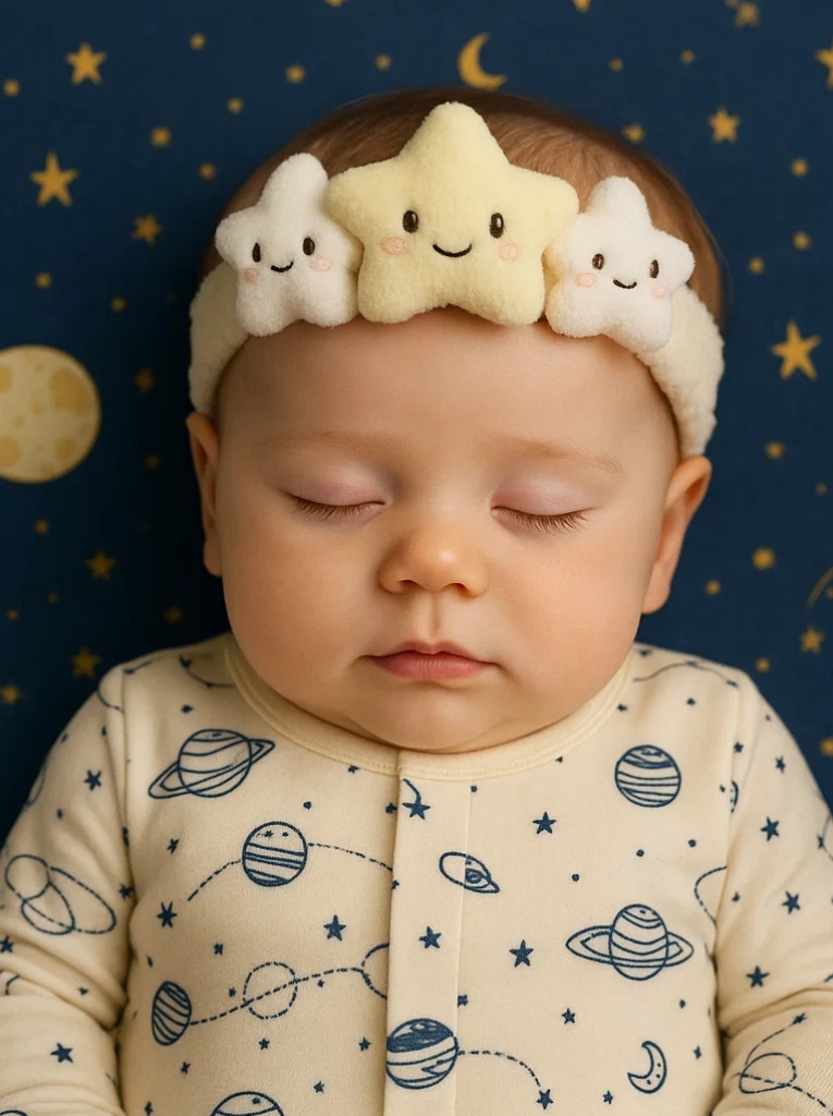 Faixa de cabelo de pelúcia para bebê Estrelas Celestiais