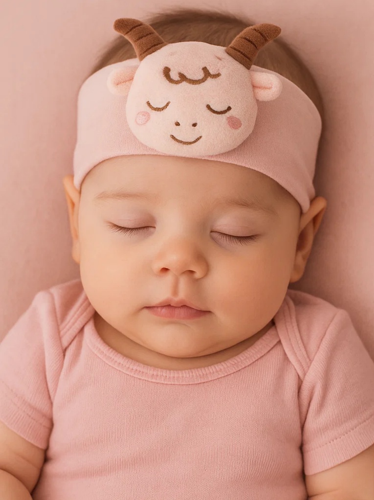 Capricorn Goat Plush Baby Headband – zodiac animal design with soft embroidery