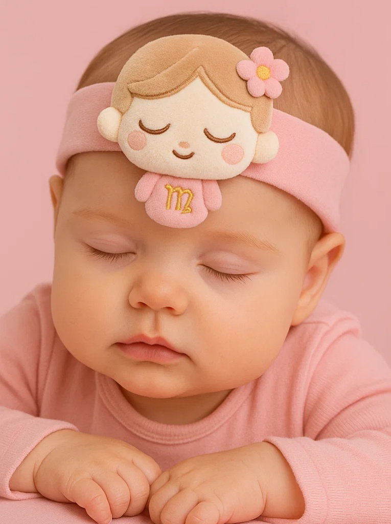 Virgo Girl Plush Baby Headband – soft zodiac-themed accessory with embroidered detail