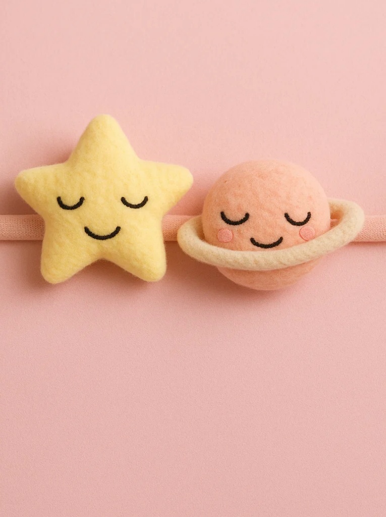 Diadema de bebé con diseño lindo de estrellas y planetas