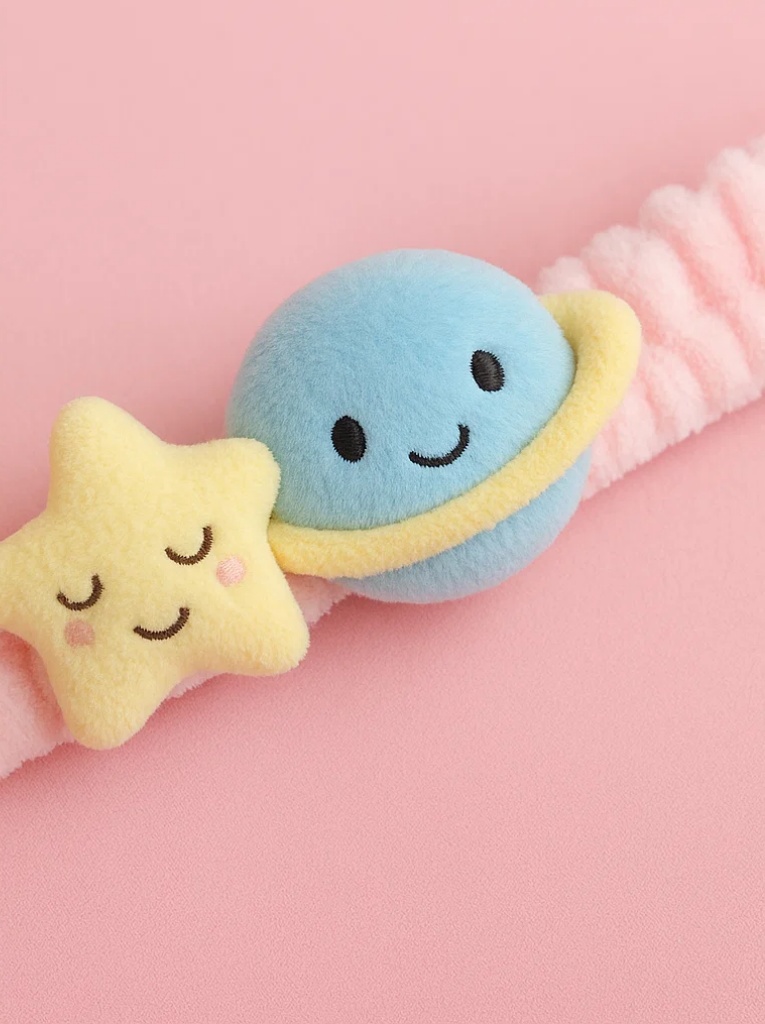 Tiara fofa com design de estrelas e planetas para bebês