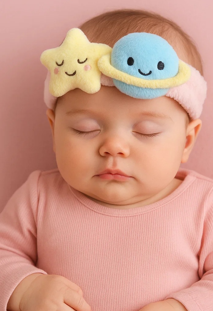 Tiara fofa com design de estrelas e planetas para bebês