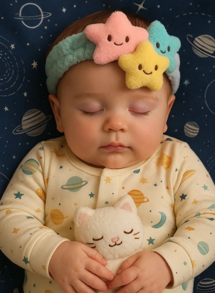Bandeau bébé avec un design mignon de étoiles et planètes