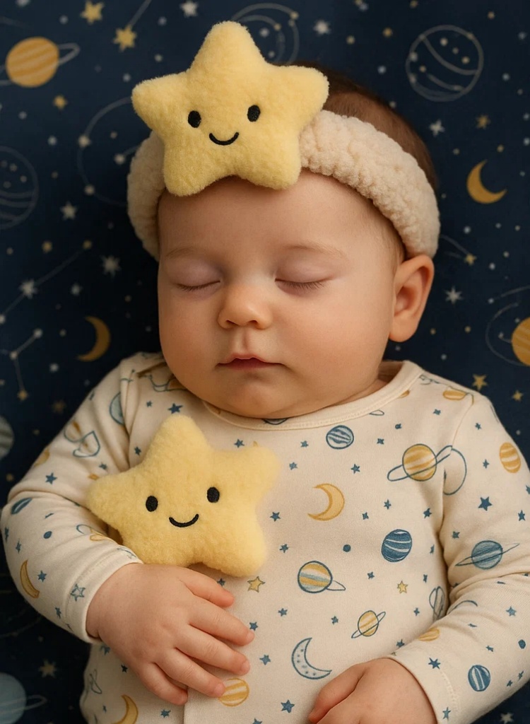 Bandeau bébé avec design en peluche de cinq branches d'étoile