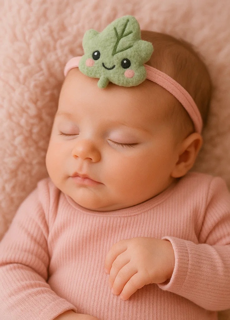 Bandeau bébé feuille d’érable – Design en peluche inspiré de l’automne