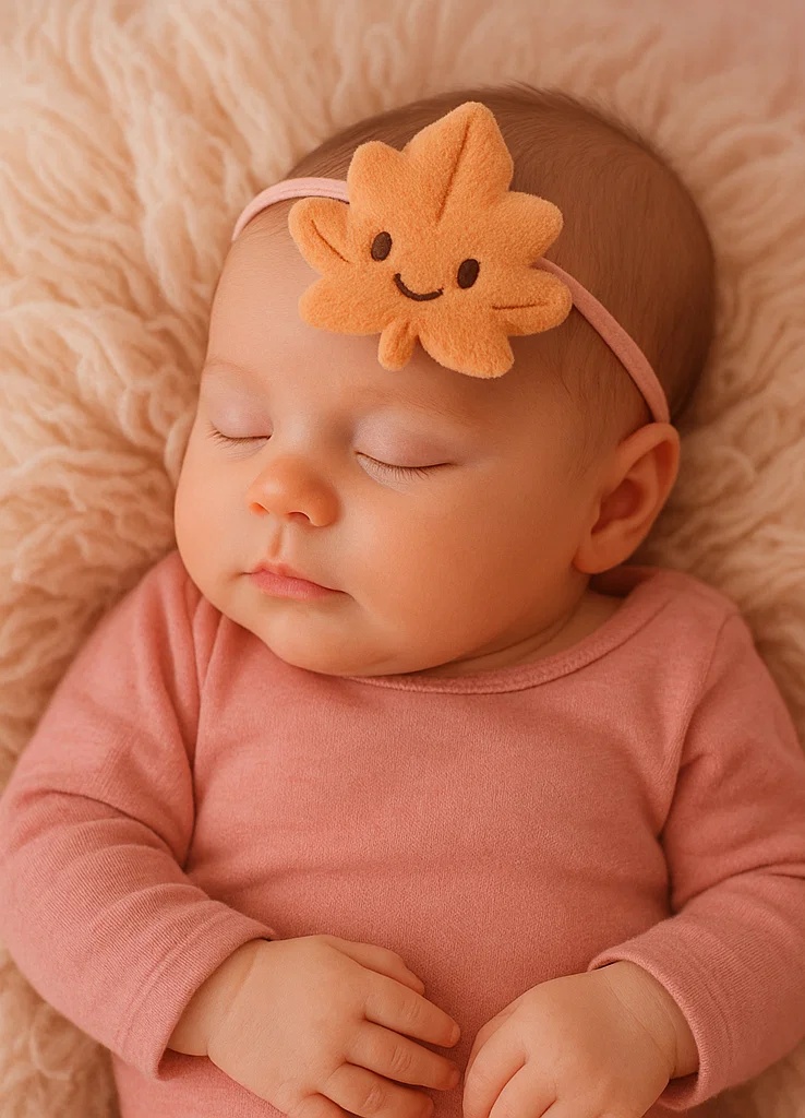 Cinta para bebé hoja de arce – Diseño de peluche inspirado en el otoño