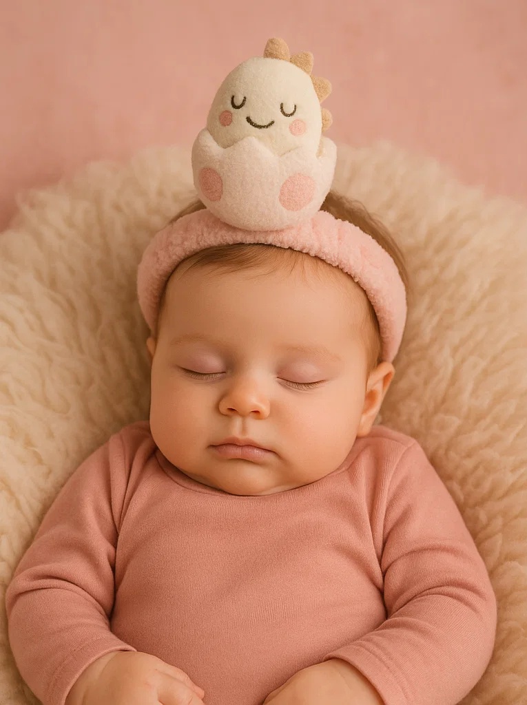 Plüsch-Stirnband für Babys mit Dinosaurier und Ei