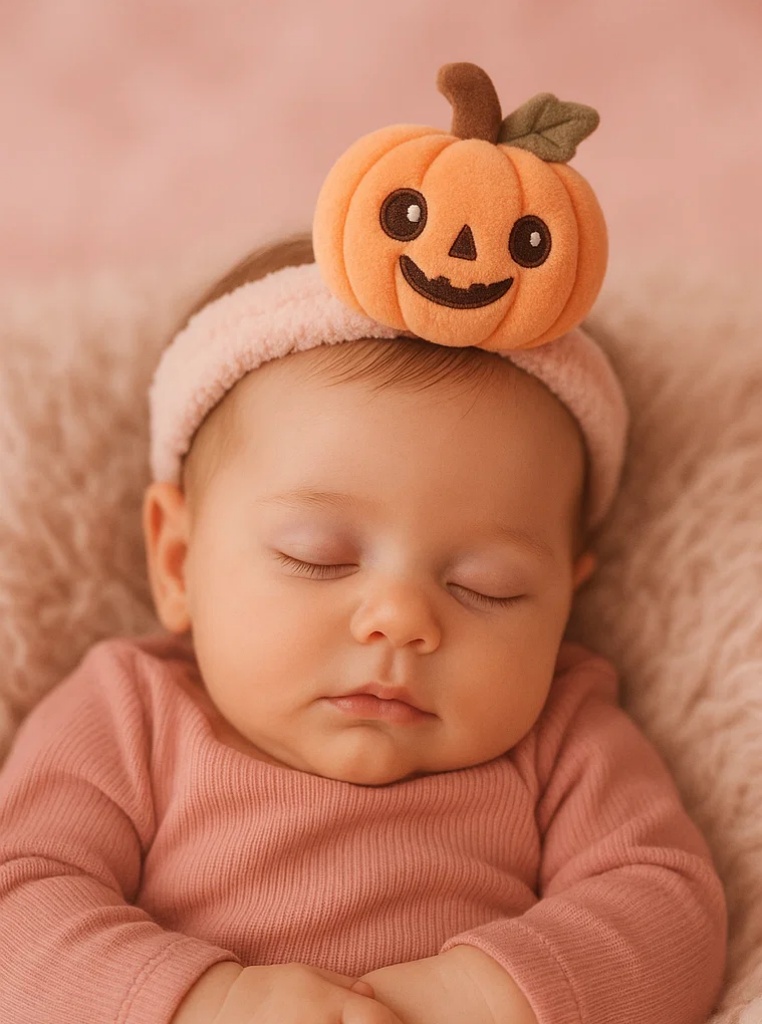 Dýňová plyšová čelenka pro miminka – Roztomilý halloweenský styl pro děti