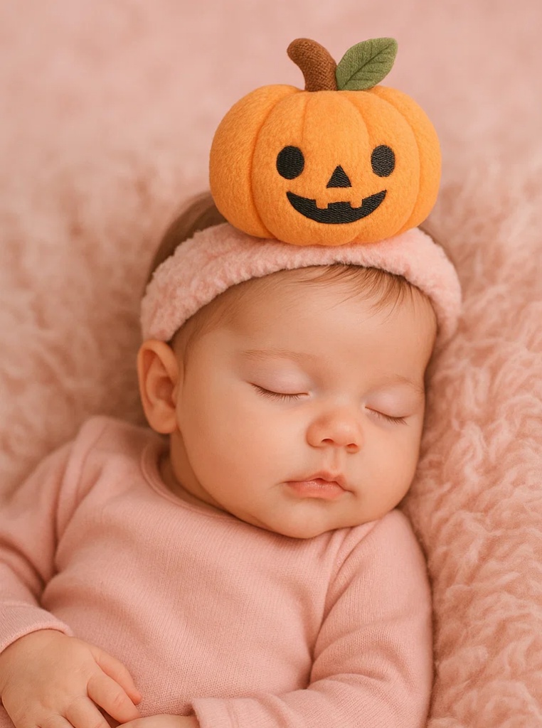 Pumpkin Plush Baby Headband – Halloween Cute for Babies