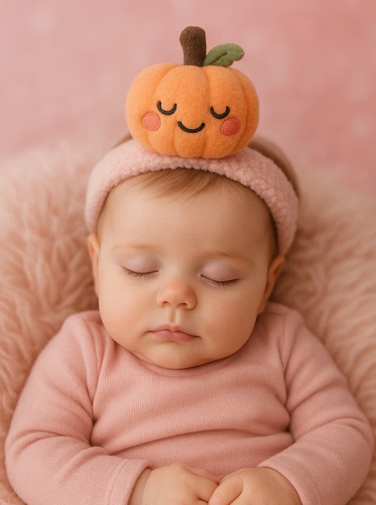 Bandeau Citrouille en Peluche pour Bébé – Mignon pour Halloween