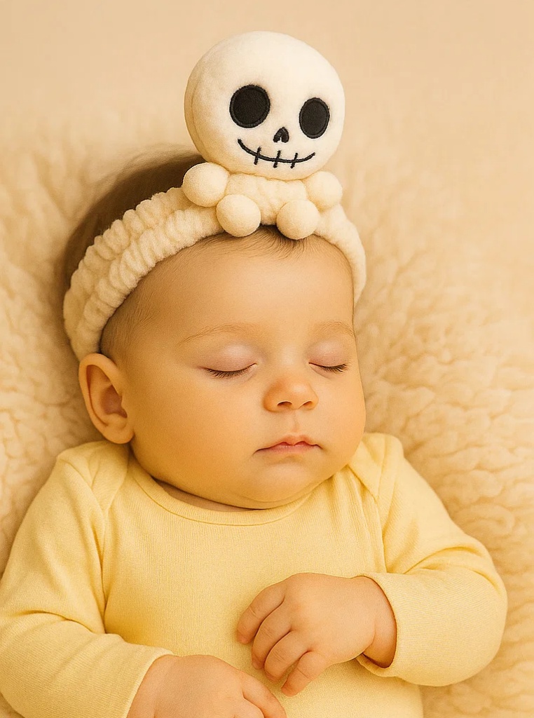 Smiley Bone Plush Baby Headband – Soft & Cozy for Infants