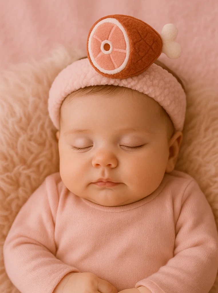 Cartoon Ham Plush Baby Headband – Funny & Cozy Design
