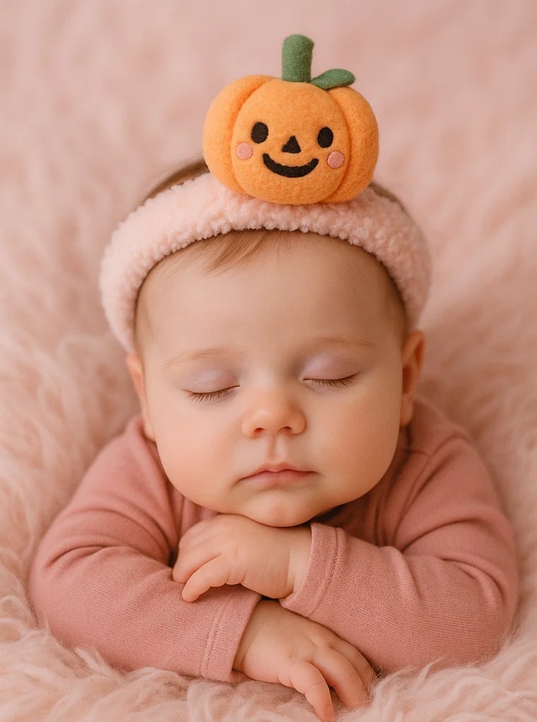 かぼちゃのぬいぐるみベビーヘアバンド – ハロウィンにぴったりの可愛いデザイン