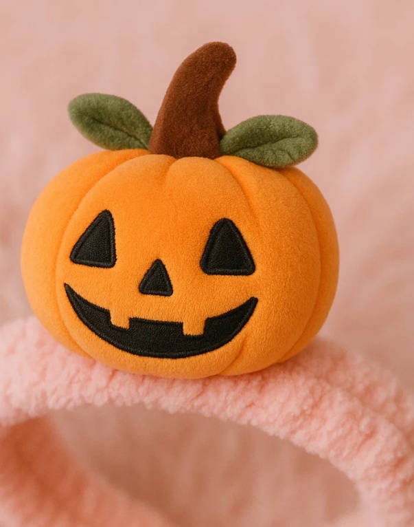 Faixa de Cabelo de Abóbora de Pelúcia para Bebês – Fofa para o Halloween