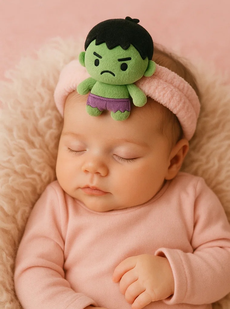 Bandeau en peluche Monstre Vert pour Bébé – Style Héros Mignon