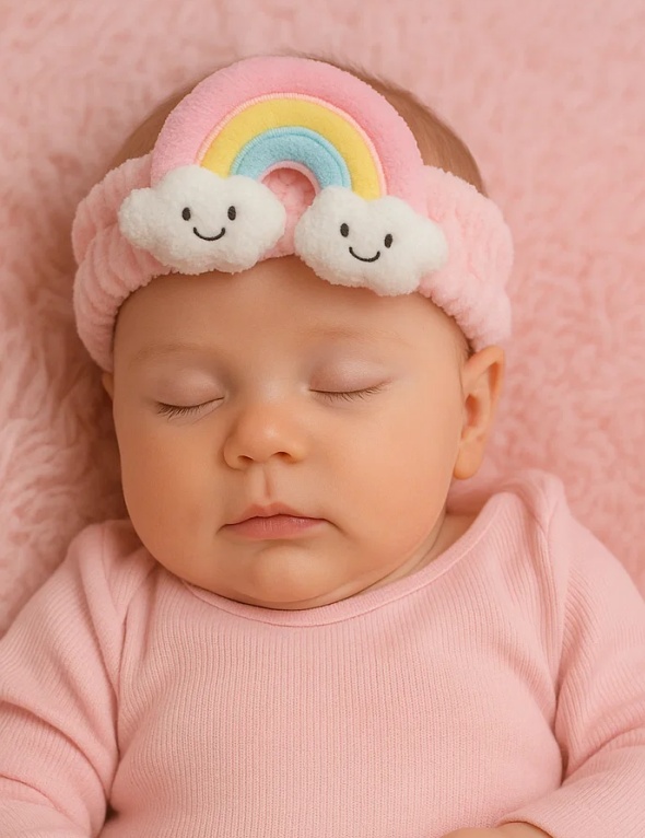 Rainbow Cloud Plush Baby Headband – Soft & Happy Design