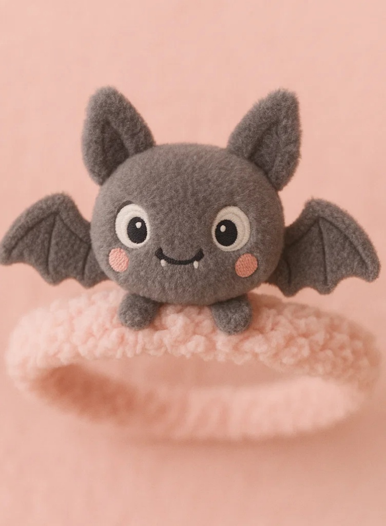 Cinta de Pelo de Peluche Murciélago Gris para Bebés – Estilo Adorable de Halloween