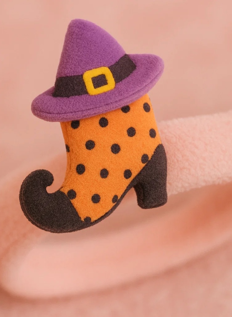 Plyšová dětská čelenka s dýní čarodějnicí – Kouzelný halloweenský styl