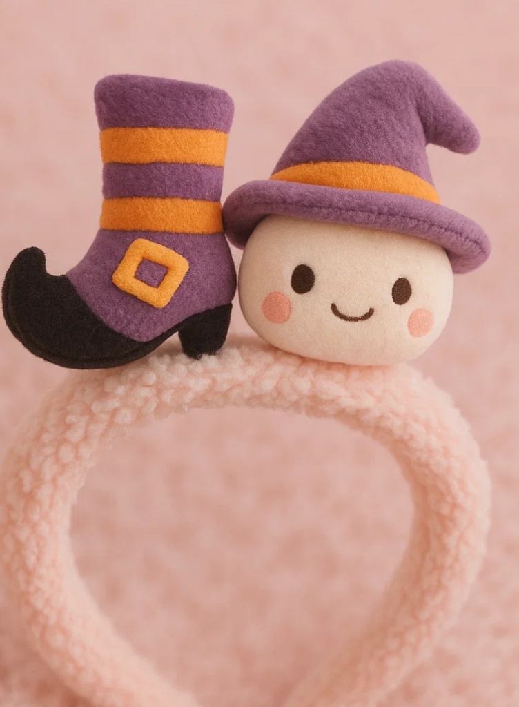 Plüsch-Stirnband für Babys mit Hexenkürbis – Magischer Halloween-Stil