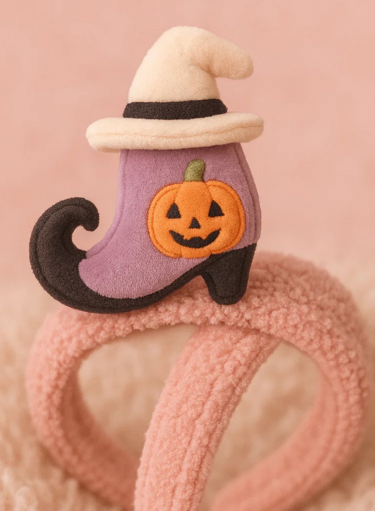 Bandeau en peluche Citrouille de Sorcière pour Bébé – Style Magique d'Halloween