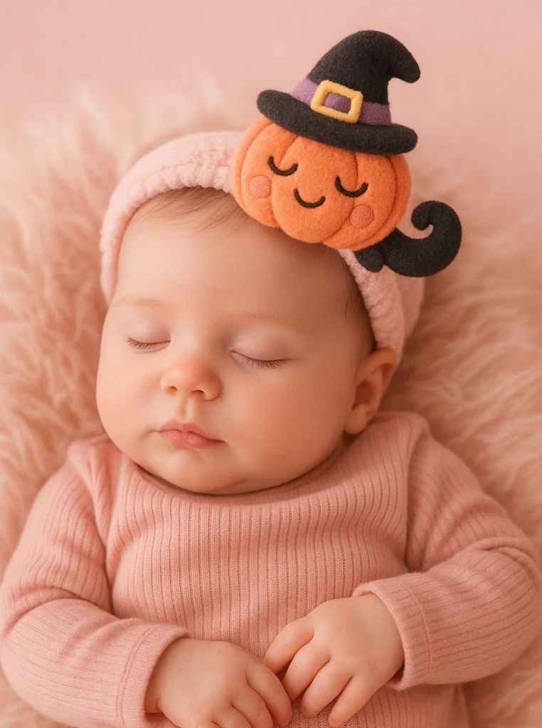 Witch Pumpkin Plush Baby Headband – Halloween Magic Style